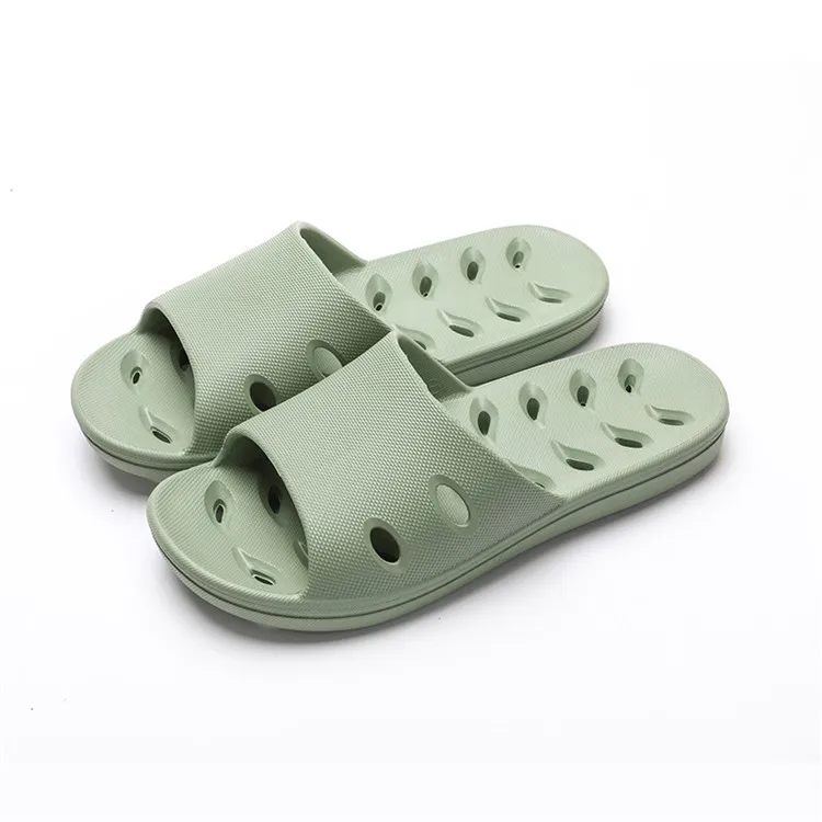 Couple Bath Slippers Summer Slides Sandals House Shoes Non-slip Water Leaking Bathroom Slippers