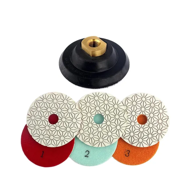 3 Step 4 Inch Wet Diamond Polishing Pads for Marble Granite Stone Tile Quartz 100mm Grinding Disc