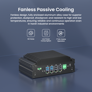 Fanless industriale Mini PC 4 Ethernet RS232 RS485 COM Server di rete Ubuntu Firewall Router GPIO 12V Phoenix terminale Computer - Product Image 5