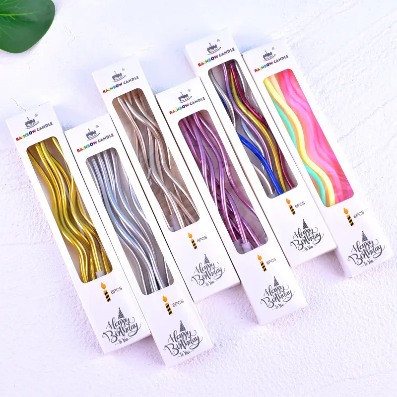 Holesale alta calidad 6 Pcs/ag Colorful piral irirthday Candle edding irirthday irandle arty Ake ececoration hread andandle