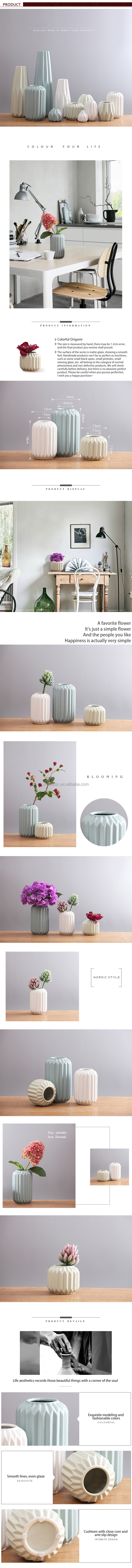 Color Ceramic Origami Vase Nordic Living Room Dry Flower Origami Home Decoration