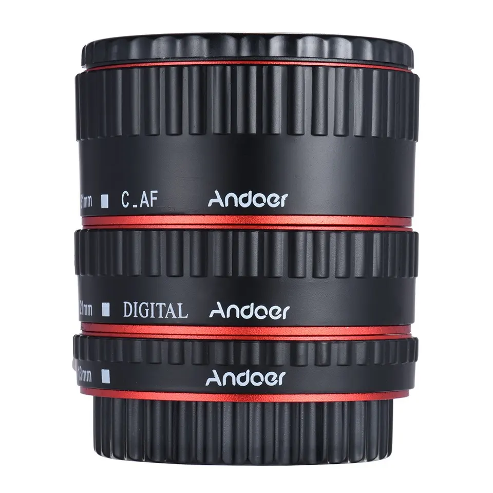 Andoer TTL Auto Focus AF Macro Extension Tube Anneau Adaptateur Anneau pour Canon EOS EF EF-S 60D 7D 5D II 550D Rouge