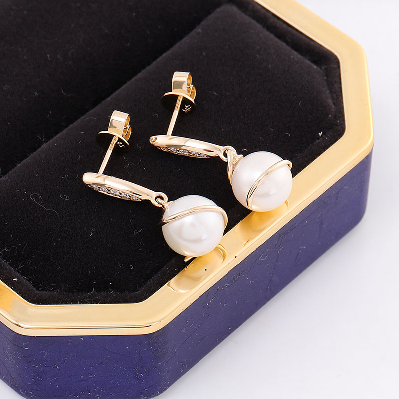 ต่างหูห้อยทองแท้ 14k