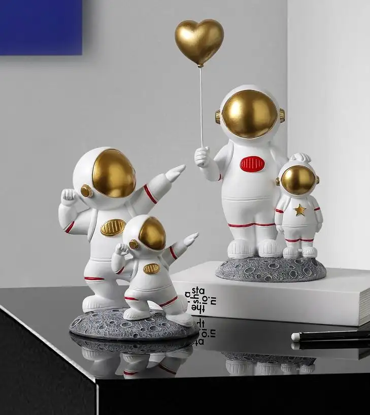 Estatua de astronauta de resina, escultura de astronauta, artesanía para el hogar, ornamento de escritorio para dormitorio, luz para el hogar