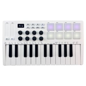 Controlador de teclado MIDI de 25 teclas, con 8 almohadillas de tambor retroiluminadas RGB, 8 perillas, a la venta - Product Image 2