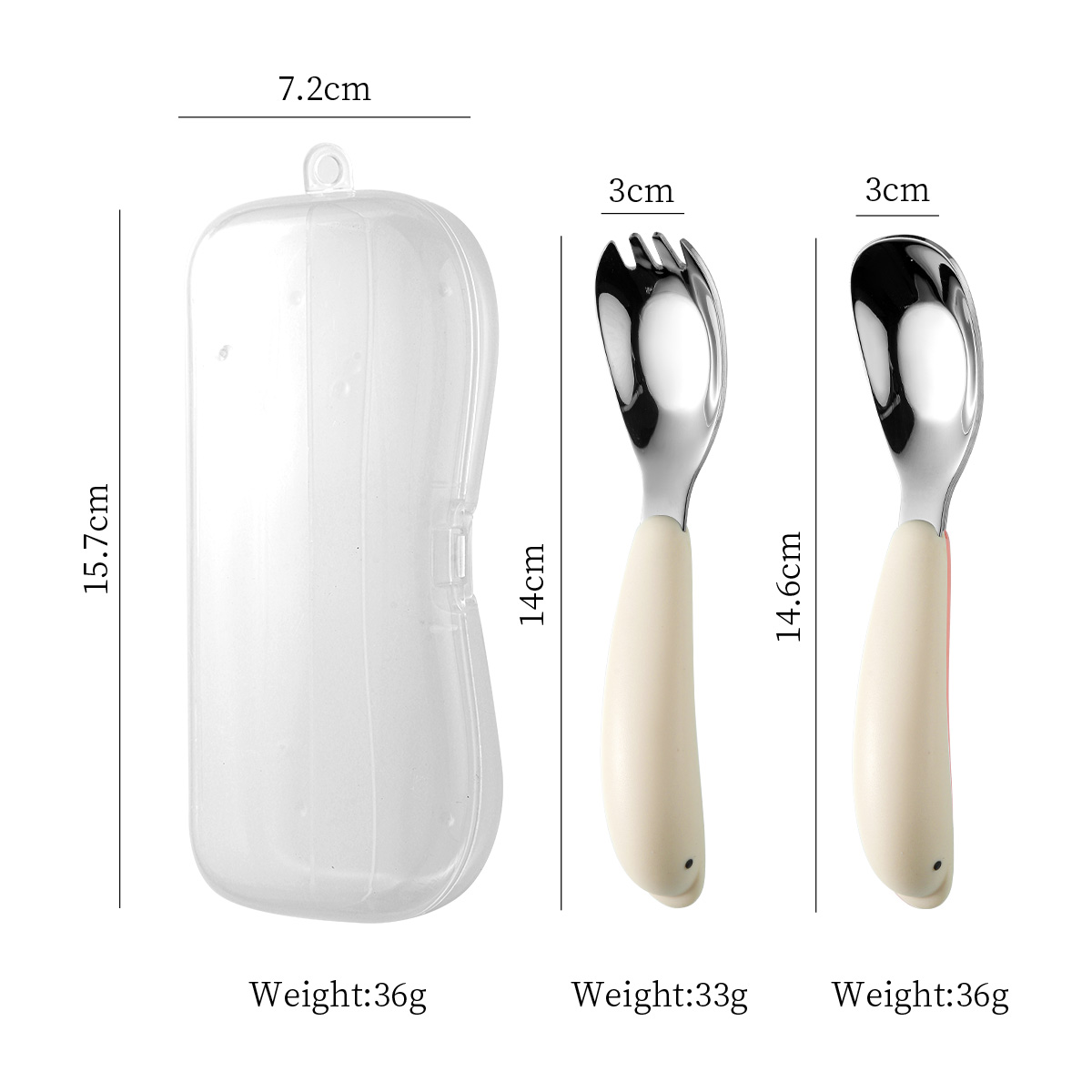 Ensemble cuillère et fourchette Yuanbao pour enfants 304 Dolphin (blanc)