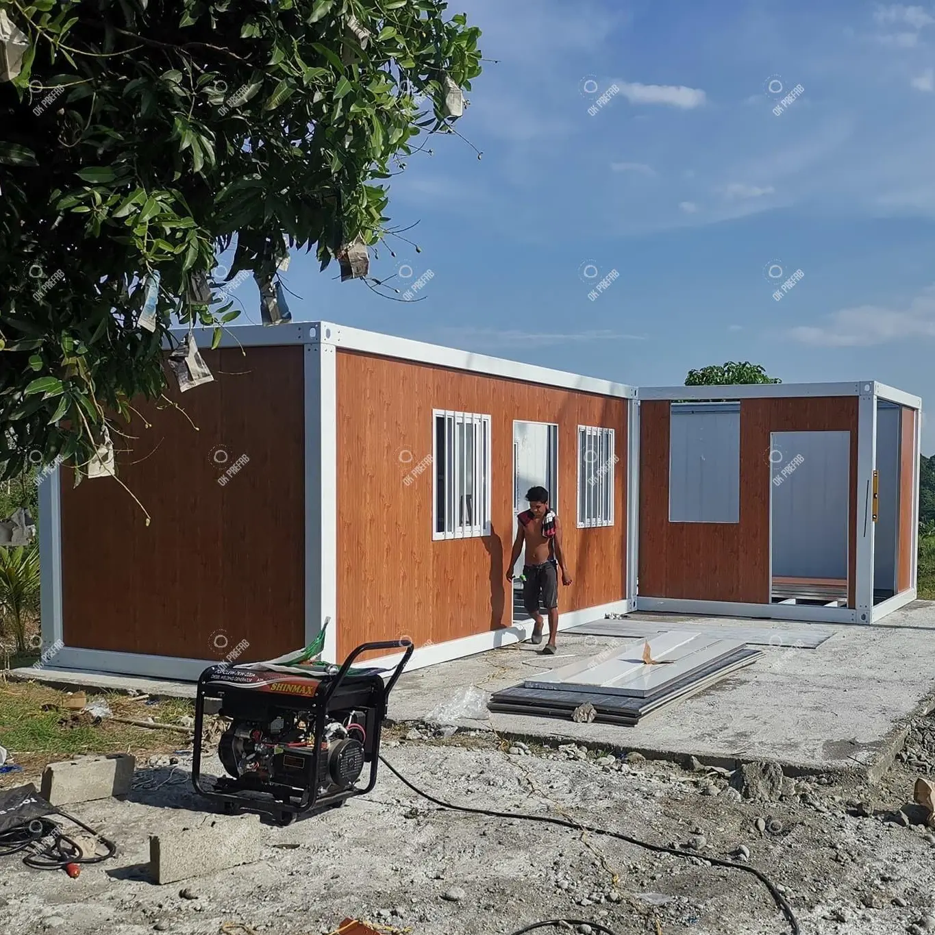 2 Lantai Rumah Prefabrikasi Kecil Modern Baja Ringan Rumah Prefab Produsen Set Wadah Penyimpanan