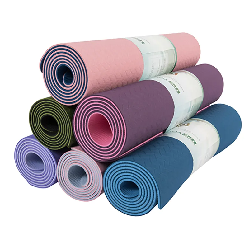 Cheap Price 6mm Memory Foam Pilates Recycle Green High Quality Low Carbon Tpe Double Color Yoga Mat