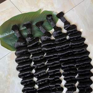 Islak ve dalgalı Boho örgüler insan saçı derin dalga toplu hiçbir atkı 100% işlenmemiş hint kıvırcık Remy örgü için toplu saç uzatma - Product Image 4