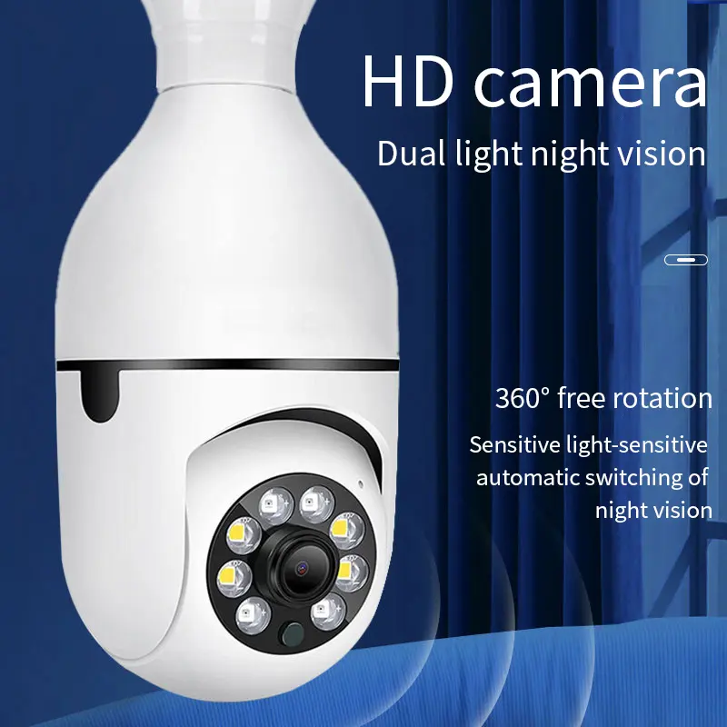 Tuya Smart Baby Pet Monitor 360 Wifi 1080P 3MP Night IR Night Version AI Tracking Security Light Bulb Camera