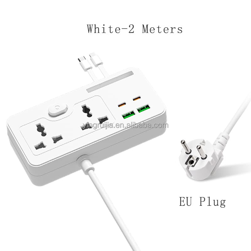 Bianco 2 metri-presa universale-spina EU