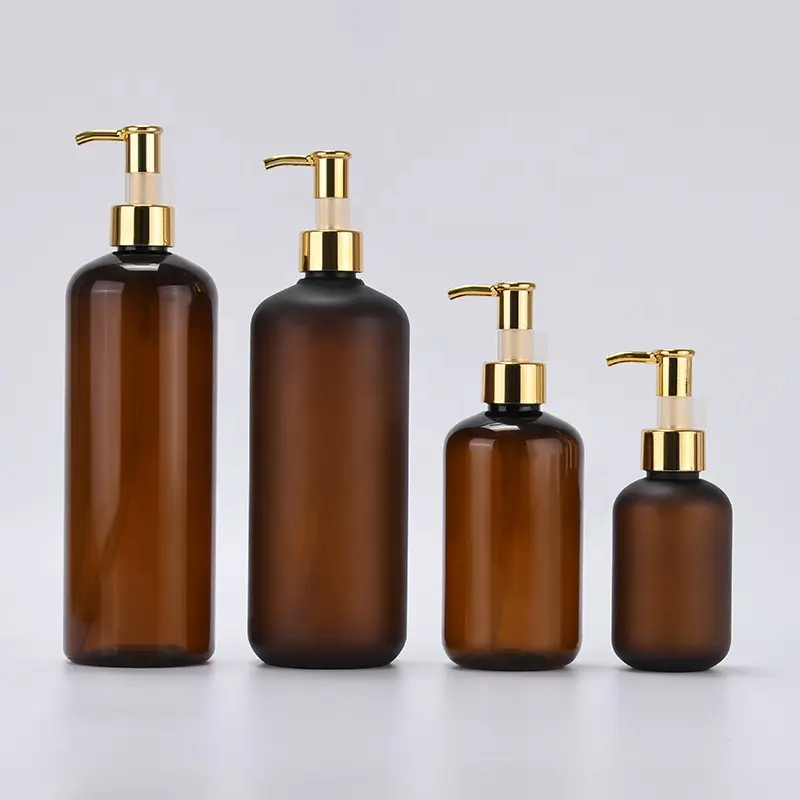 Olio per capelli per la pelle olio rigenerato 100ml 200ml 250ml 300ml 500ml bottiglia di plastica per balsamo per Shampoo con plastica dorata pompa dell'olio a clip