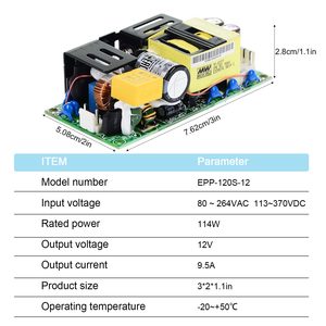 Mean Well EPP-120S-12 120W 12v单输出PFC电源，内置有源PFC，适用于工业和发光二极管应用