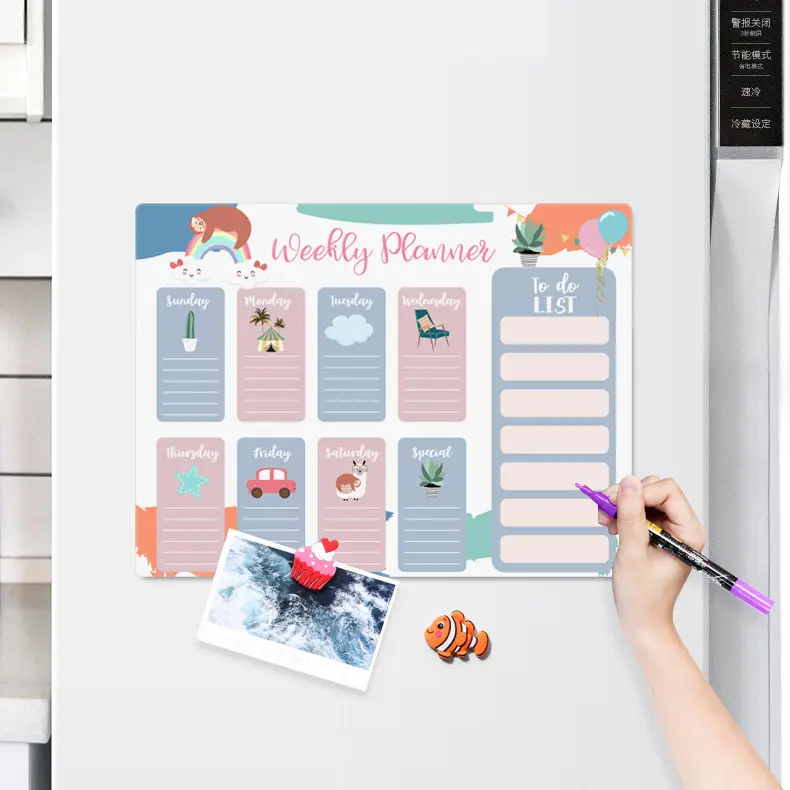 Manufacturer Customized Buy Online 3D PVC Weekly Planner Fridge Magnet Materials