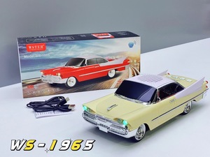 Ws1965 Altoparlante Wireless a forma di Ws-1965 a forma di auto d'epoca con dente blu Tf Usb <span class=keywords><strong>Fm</strong></span> Aux vivavoce Tws altoparlanti ricaricabili