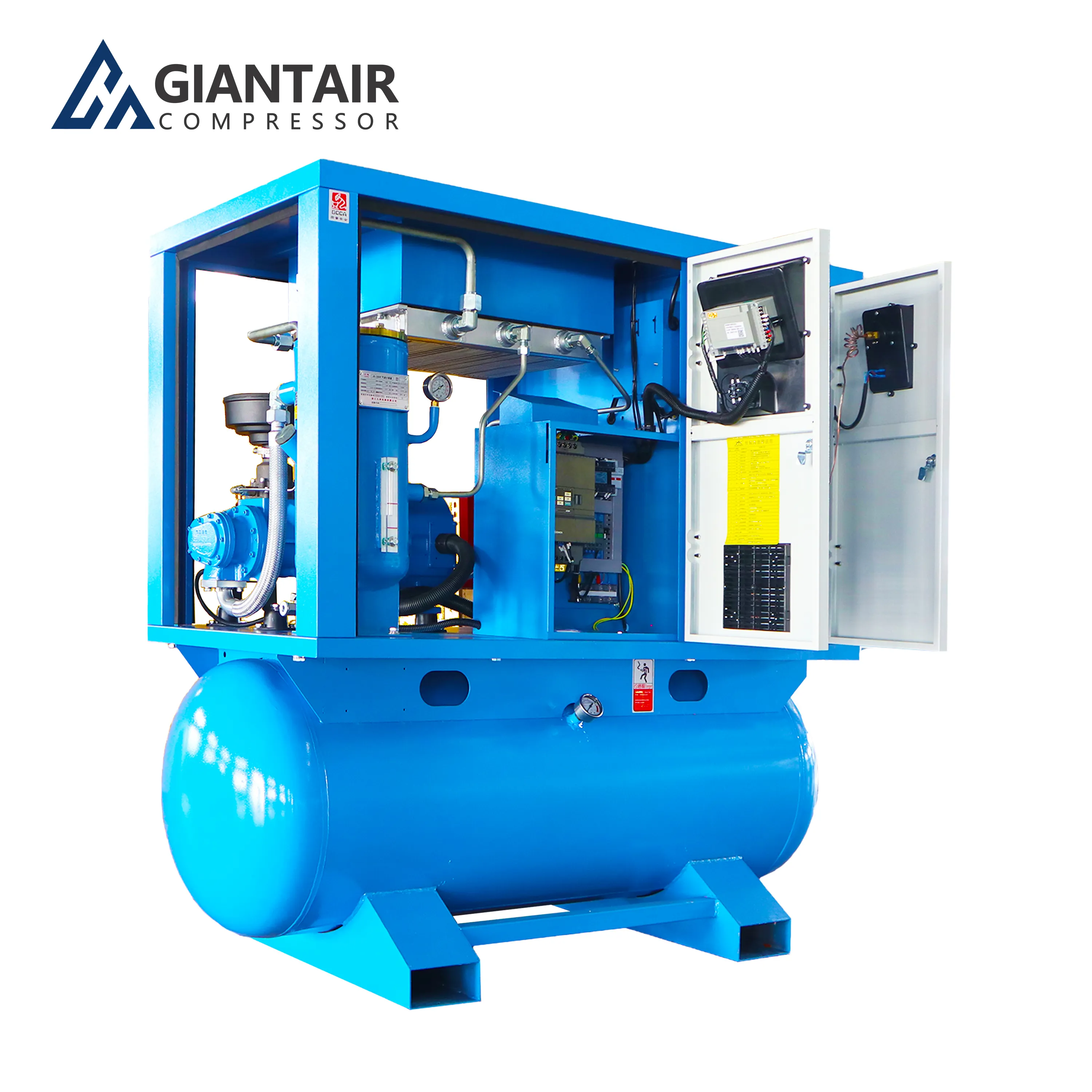 GiantAir Aircompressors Industrial 10 HP 7,5 KW 10HP 7.5KW Compresor de aire de tornillo rotativo combinado para corte por láser de chorro de arena