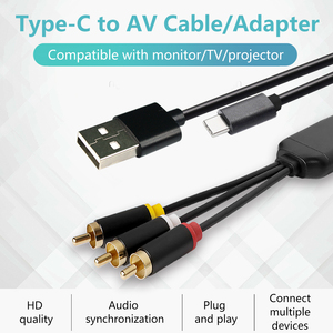 USB C到RCA电缆音频Aux适配器，USB C公到3 RCA公插孔分路器音频视频AV复合适配器电缆，用于电视/Mac/PC - Product Image 2