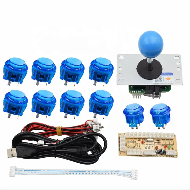 Mame — ensemble de joysticks d'arcade, kit de pièces DIY pour PC Mame Retro Pie, 5Pin, 8 voies, Transparent, sans LED, 30MM 24MM