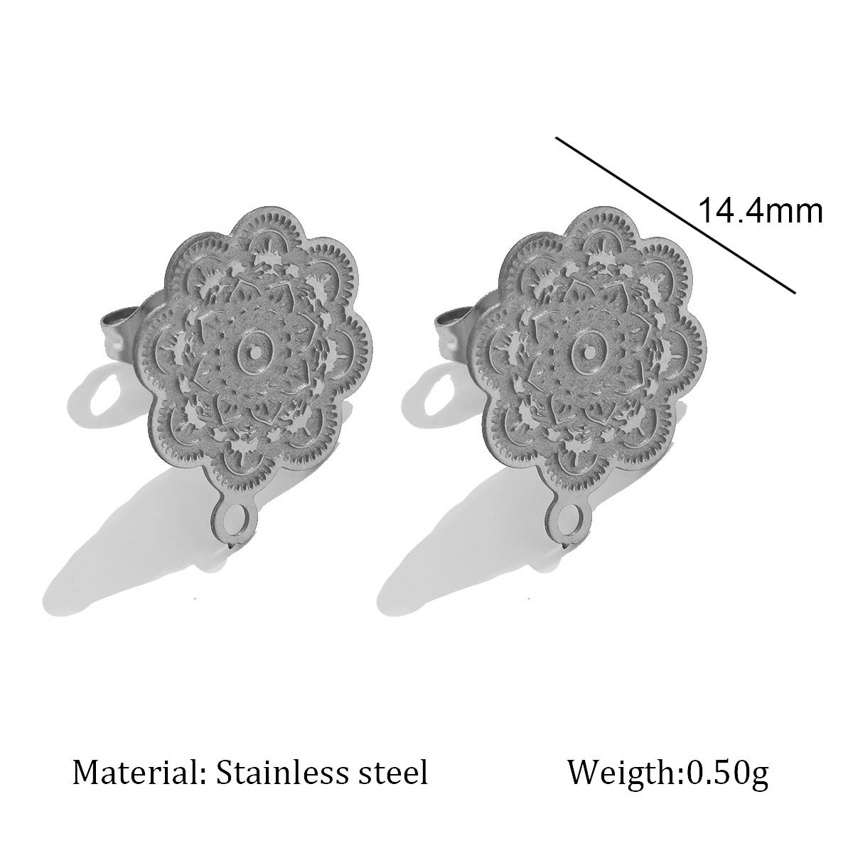 Boucles d'oreilles clous fleurs argent 9