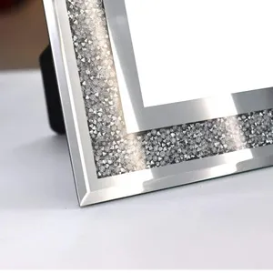 碎钻石结婚镜相框水晶银玻璃相框照片尺寸8x 10英寸 - Product Image 4