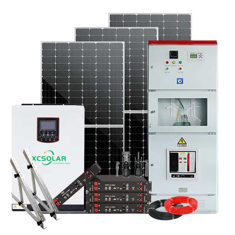 Xcsolar panel surya wajah Mono 550w, sistem tenaga surya Off Grid 100 W-1 MW dengan baterai Li-ion untuk industri komersial