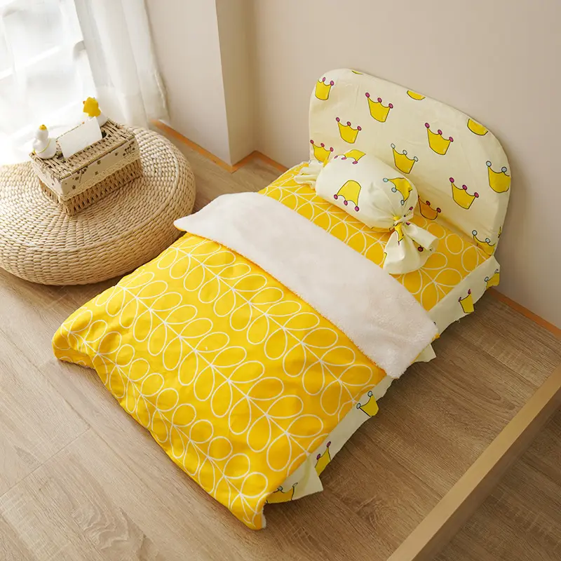 Lüks tasarımcı köpek yatağı kanepe sarı sıcak evcil hayvan kulubesi çıkarılabilir ve yıkanabilir prenses avrupa tarzı Pet yatak kedi yatak