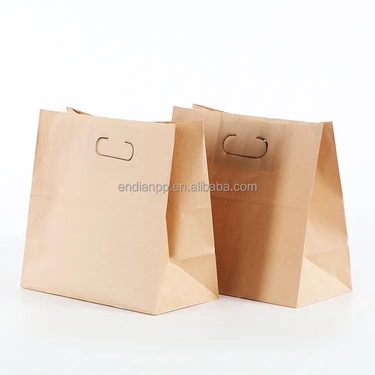 Factory custom logo kraft paper bag, no handle, bread, snacks, fast food, quality takeaway packaging