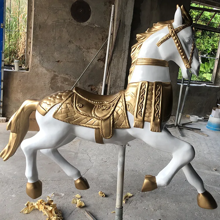 Carrusel de madera, caballo grande, soporte personalizado, parque de atracciones