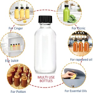 60ml Small Clear Glass <strong>Bottle</strong> With Lid Cap <strong>Mini</strong> for Liquor Ginger Shots Potion Juice Essential Oils Whiskey Sample <strong>2</strong> Oz - Product Image 2