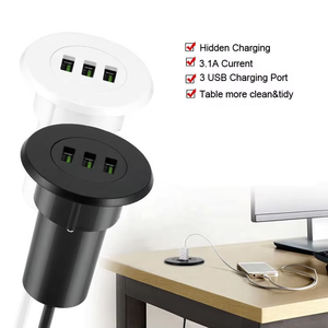 High Quality <strong>Compact</strong> 3 Ports USB 5V 3.1A <strong>Embedded</strong> Desktop USB Charger Sofa and Furniture Desk USB Charger for Mobile Phone - Product Image 3