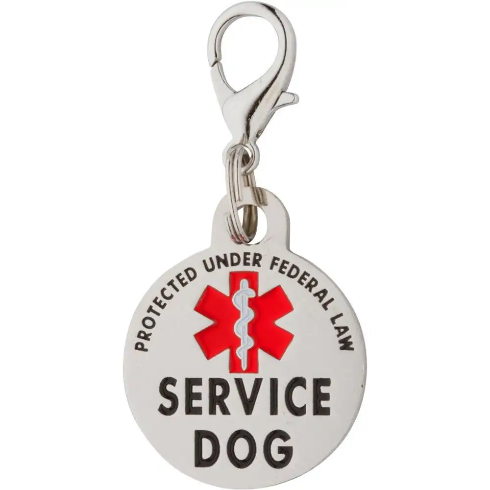 Etiqueta de cachorro de serviço, pães pequenos premium, identificação de cães dupla face, 0.999 polegadas gravado-coreiro protegido sob a lei federal