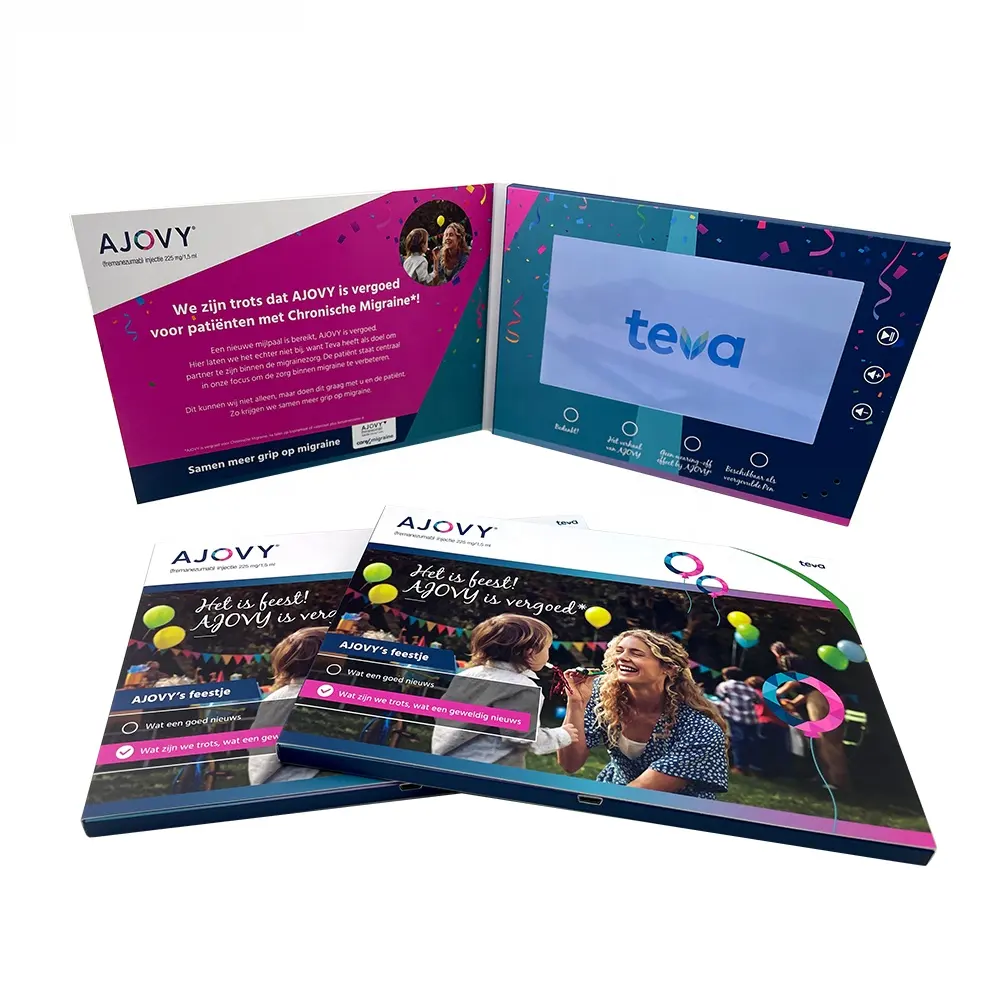 Lcd ekran Tft Video tebrik kartı reklam iş LCD kart Video broşürleri