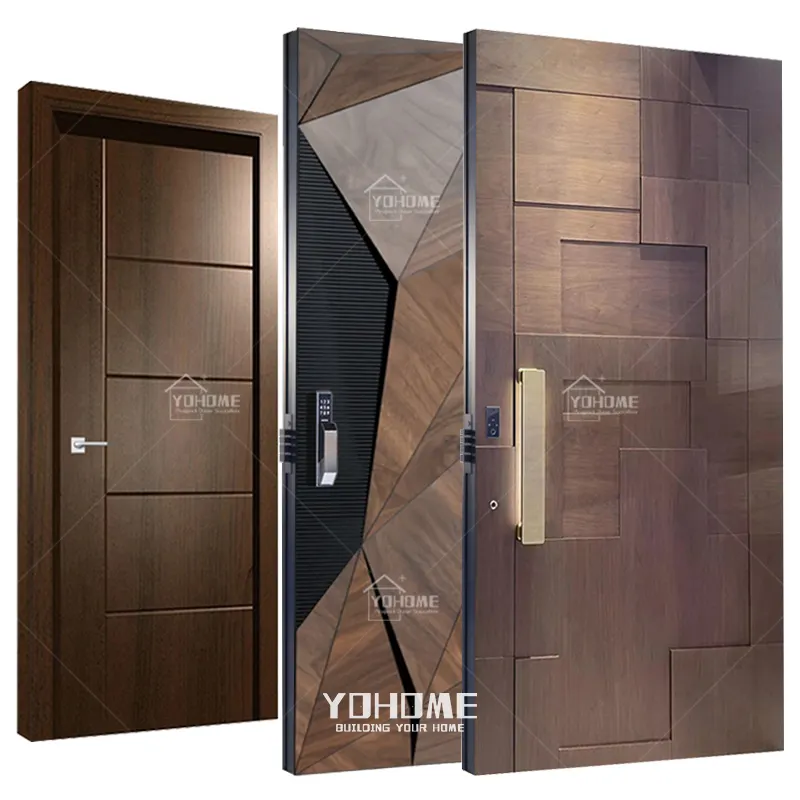 Yohome-puertas interiores y exteriores personalizadas, puertas de madera de diseño moderno, de alta calidad