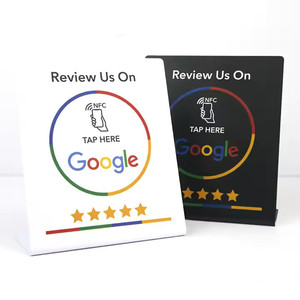Acrylic Black NFC Social Media Card PVC Display Mini RFID Tag Reviews QR <strong>Code</strong> Table Stand for Google Payment Hotel Plastic - Product Image 2