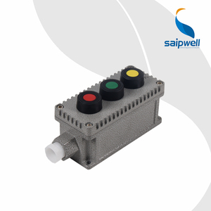 Scatola a pulsante a 3 vie per controllo industriale a prova di esplosione scatola di distribuzione IP66 pulsante a prova di esplosione E-STOP 2 fori - Product Image 1