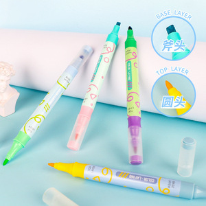 Resaltador de capas de color de doble cabeza Los colores apilables se pueden pintar con resaltador de marcador de cambio de color de flash Kawaii - Product Image 2