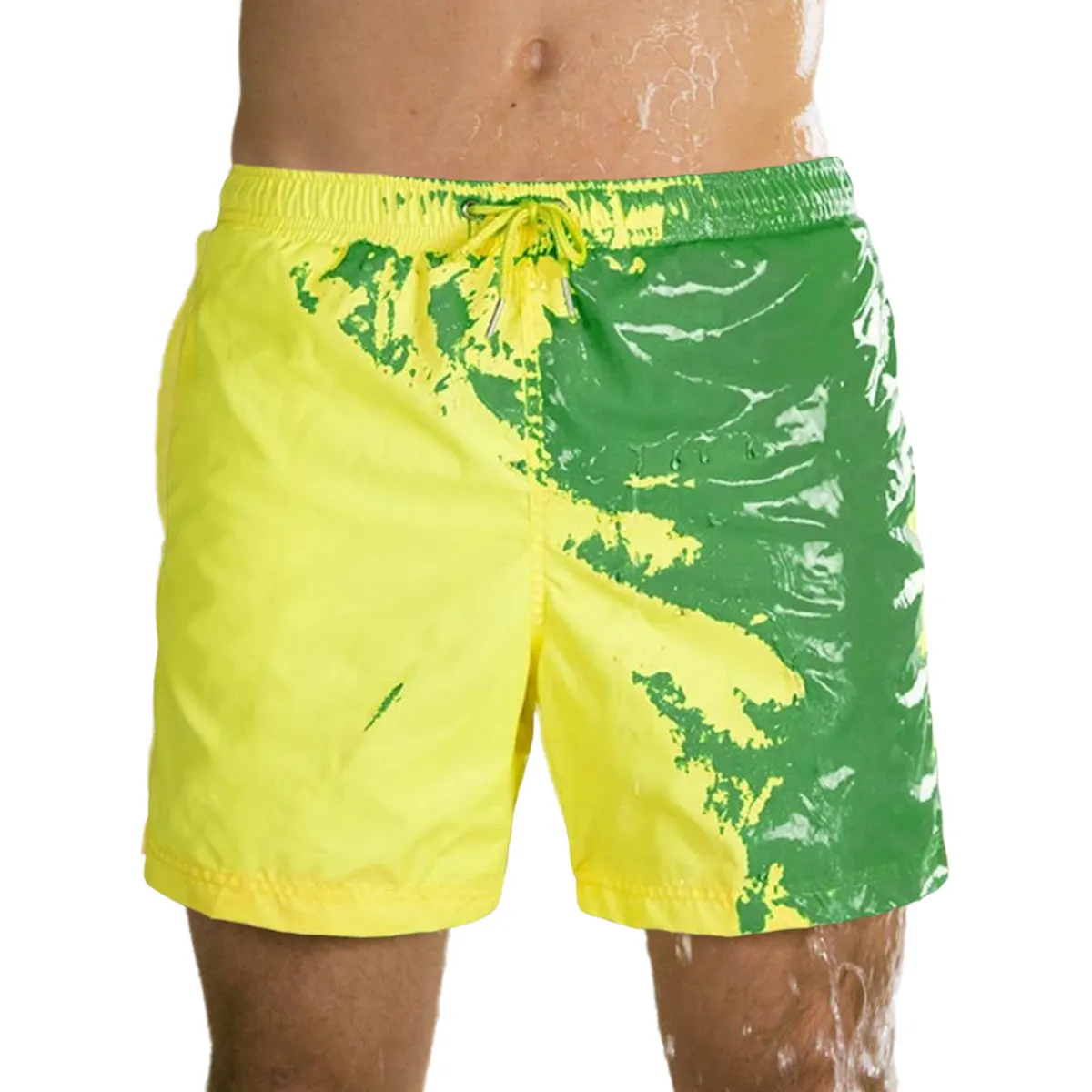 2024 Verão Swimwear Quick Dry Shorts Mágicos dos homens cor mudando shorts Água Ativada Cor Gradiente Praia Shorts