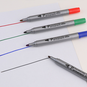 Custom Logo Stable Ink Bullet <strong>Chisel</strong> <strong>Tip</strong> Non Toxic Permanent <strong>Marker</strong> Pen Set Office Use Paper Glass Durable Plastic CD Marking