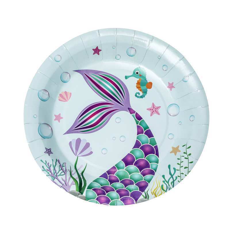 Assiette en carton queue de sirène 7 pouces *10
