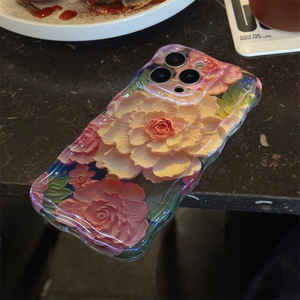 Japanese Korean <strong>Style</strong> TPU Phone Case for <strong>Apple</strong> for iPhone 16ProMax 15 14 13-Peony Design Fine Hole Twist Drop-Resistant Women's - Product Image 3