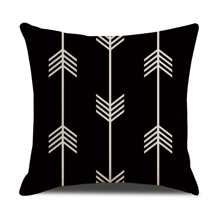 Popular Style Classic Geometric Custom Digital Print Pillowcase Linen Cushion Cover