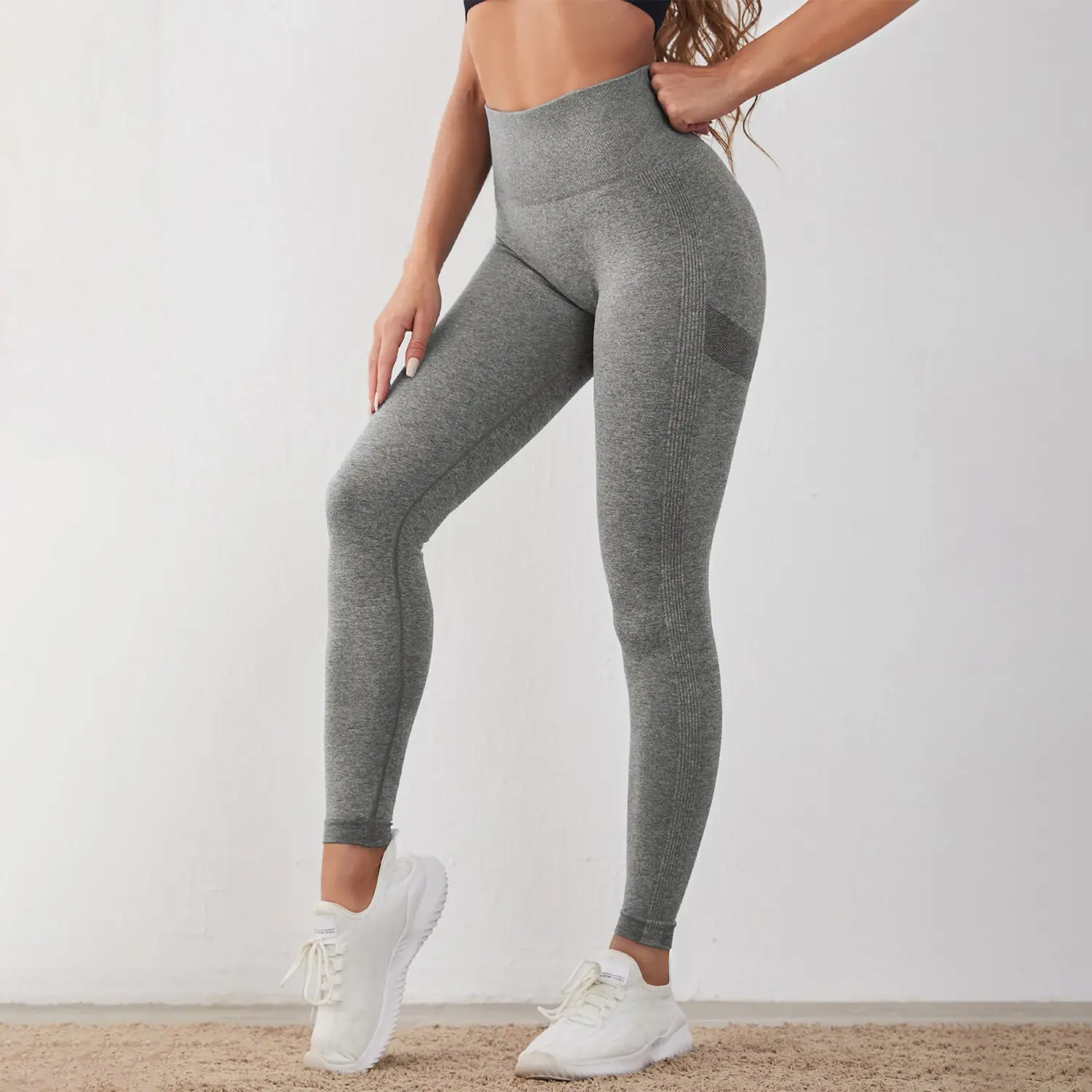 Pantalones de Yoga de cintura alta sin costuras para mujer, pantalones deportivos de gimnasio al aire libre con logotipo personalizado, precio barato