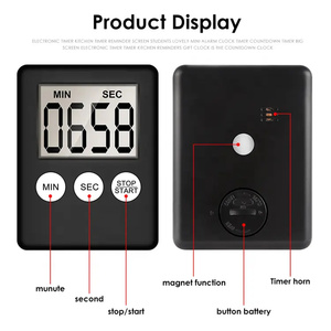 Schermo digitale LCD da cucina Timer da cucina quadrato Count Up conto alla rovescia sveglia con magnete - Product Image 4