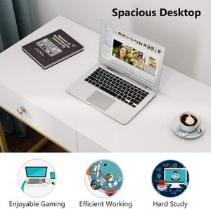 Modern <strong>Simple</strong> <strong>Computer</strong> <strong>Desk</strong> Home Office <strong>Desk</strong> Study Table Writing <strong>Desk</strong> with 2 Storage Drawers, Makeup Vanity Console Table - Product Image 6
