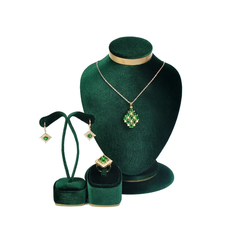 YADAO yeşil lüks dolap Metal boya levha kadife Pleuche kolye yüzük küpe bileklik takı ekran kolye standı
