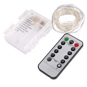 8モード防水電池式銅線LEDクリスマスライトフェアリーストリング屋外ホリデー照明リモコン付き - Product Image 1