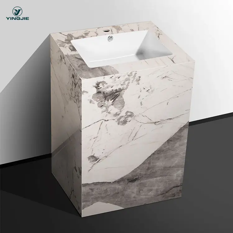 Lavabo con piedistallo in pietra sinterizzata per bagno di alta qualità di nuovo design