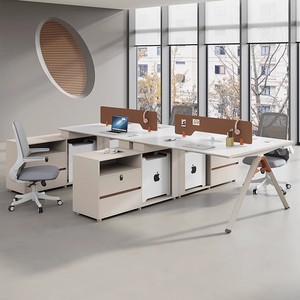 Escritorio de personal simple y moderno, pantalla para cuatro o seis personas, muebles de oficina, mesa de ordenador para uso en edificios de oficinas - Product Image 4