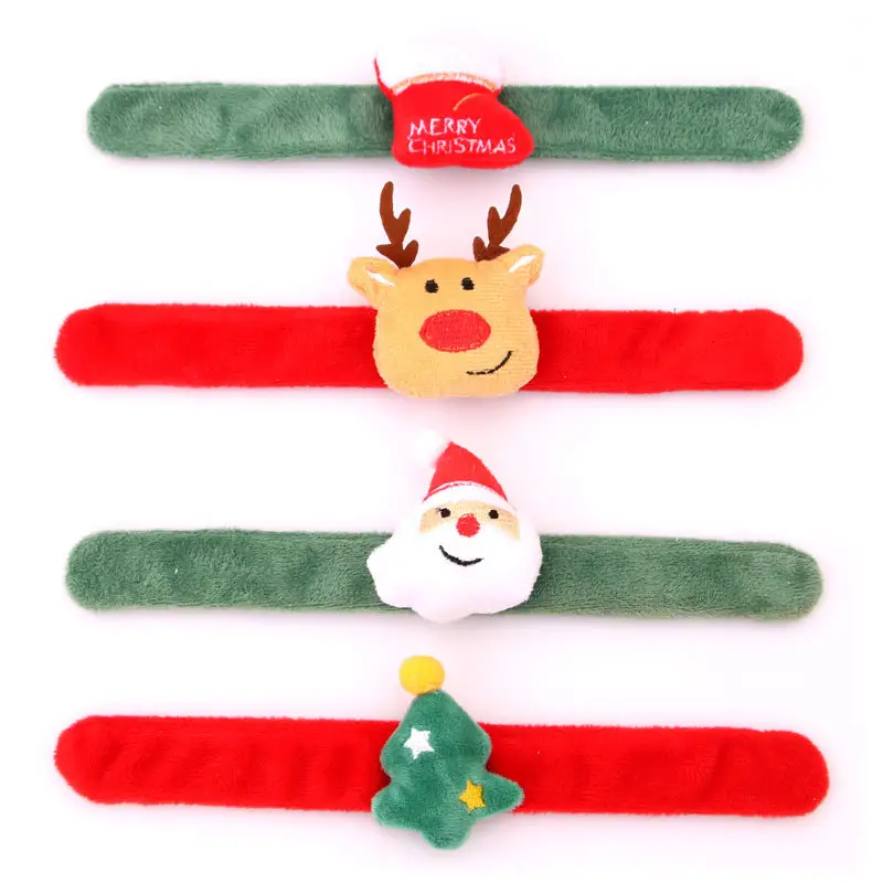 Bracelets de Noël Décoration Arbre de Noël Elk Père Noël En Peluche Pop Anneaux Enfants Cadeaux Mignon Slap Main Bracelet