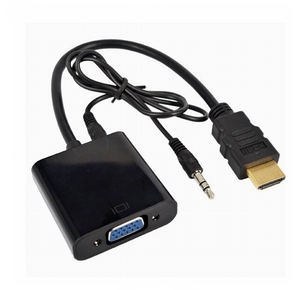 Adaptador HDMI a VGA con extractor de audio de 3,5mm Cable de conversión de fuente de alimentación Adaptador convertidor de video HDMI macho a VGA hembra